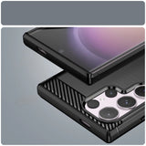 Carbon Case til Samsung Galaxy S24 Ultra Fleksibel Silicone Carbon Cover - sort
