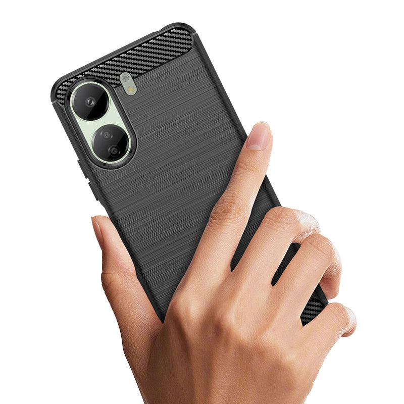 Carbon Case til Xiaomi Redmi 13c Fleksibel silikon Carbon Cover - sort