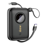 Dudao K14 10000mAh powerbank med USB-C / Lightning kabler - sort