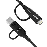 Wozinsky WNBAA 4in1 kabel 2x USB-C 1x USB-A 1x Lightning 60W 1 m - sort