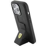 Ferrari Grip Stand Metal Logo case for iPhone 15 Pro - black