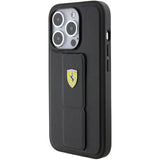 Ferrari Grip Stand Metal Logo case for iPhone 15 Pro - black