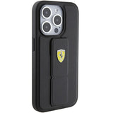 Ferrari Grip Stand Metal Logo case for iPhone 15 Pro - black