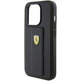 Ferrari Grip Stand Metal Logo case for iPhone 15 Pro - black