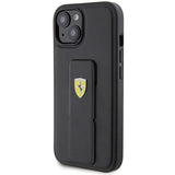 Ferrari Grip Stand Metal Logo case for iPhone 15 - black