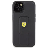 Ferrari Grip Stand Metal Logo case for iPhone 15 - black