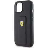 Ferrari Grip Stand Metal Logo case for iPhone 15 - black