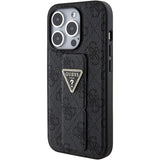 Guess Grip Stand 4G Triangle Strass case for iPhone 15 Pro - black