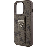 Guess Grip Stand 4G Triangle Strass case for iPhone 15 Pro - brown