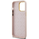Guess Silicone Script Metal Logo & Frame case for iPhone 15 Pro - pink