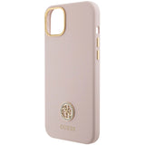 Guess Silicone Logo Strass 4G case for iPhone 15 - light pink