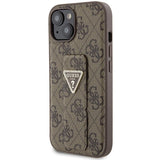Guess Grip Stand 4G Triangle Strass case for iPhone 15 - brown