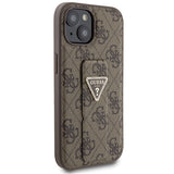 Guess Grip Stand 4G Triangle Strass case for iPhone 15 - brown