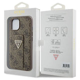 Guess Grip Stand 4G Triangle Strass case for iPhone 15 - brown