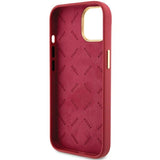 Guess Silicone Script Metal Logo & Frame case for iPhone 15 - red