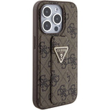Guess Grip Stand 4G Triangle Strass case for iPhone 15 Pro Max - brown