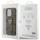 Guess Grip Stand 4G Triangle Strass case for iPhone 15 Pro Max - brown
