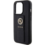 Guess Grip Stand 4G Saffiano Strass case for iPhone 15 Pro Max - black