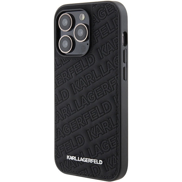Karl Lagerfeld Quilted K Pattern iPhone 15 Pro Case - Black