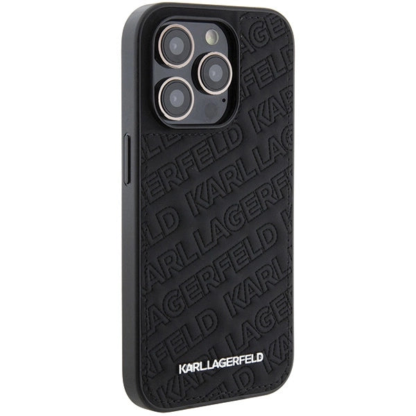 Karl Lagerfeld Quilted K Pattern iPhone 15 Pro Case - Black