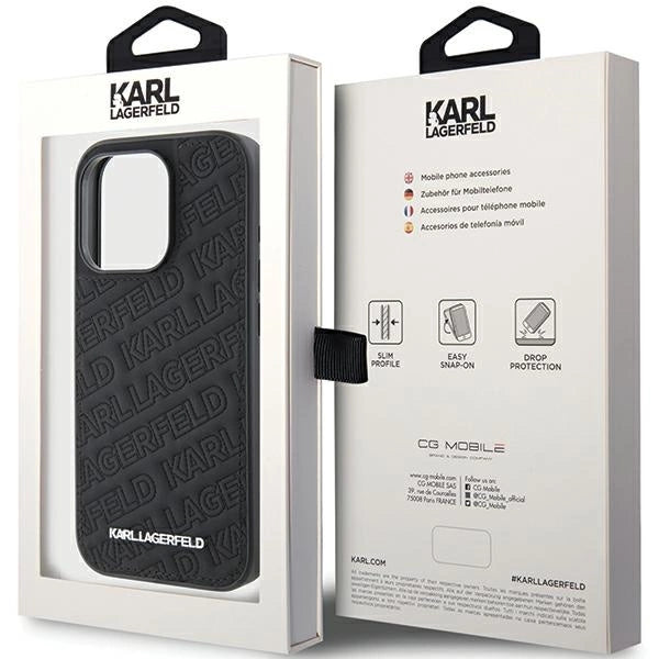 Karl Lagerfeld Quilted K Pattern iPhone 15 Pro Case - Black