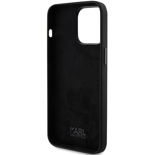 Karl Lagerfeld Silicone Choupette Metal Pin case for iPhone 15 Pro - black