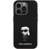 Karl Lagerfeld Silicone Ikonik Metal Pin case for iPhone 15 Pro - black