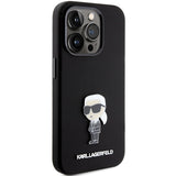 Karl Lagerfeld Silicone Ikonik Metal Pin case for iPhone 15 Pro - black