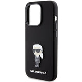 Karl Lagerfeld Silicone Ikonik Metal Pin case for iPhone 15 Pro - black