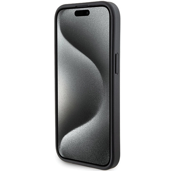 Karl Lagerfeld Gripstand Saffiano Choupette Pins Case for iPhone 15 Plus / 14 Plus - Black