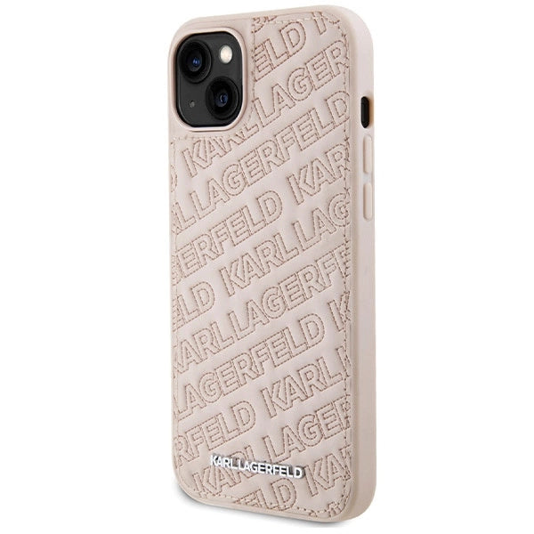Karl Lagerfeld Quilted K Pattern case for iPhone 15 Plus / 14 Plus - pink