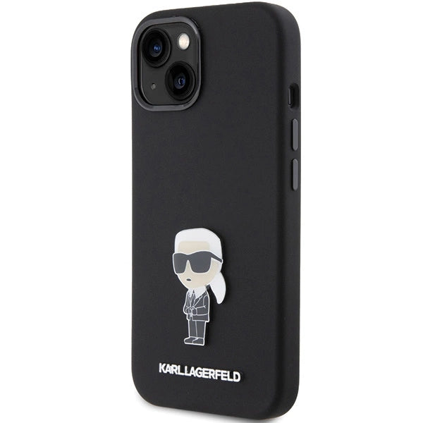 Karl Lagerfeld Silicone Ikonik Metal Pin case for iPhone 15 - black