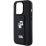 Karl Lagerfeld Gripstand Saffiano Karl&Choupette Pins case for iPhone 15 Pro Max - black