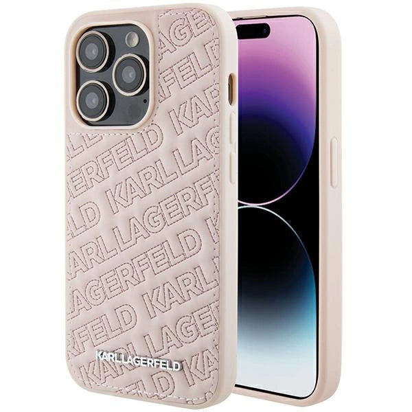 Karl Lagerfeld Quilted K Pattern case til iPhone 15 Pro Max - pink