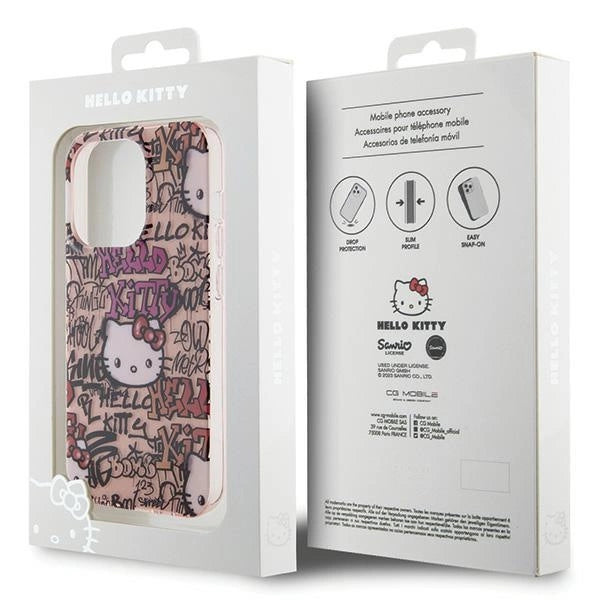 Hello Kitty IML Tags Graffiti case for iPhone 15 Pro - pink