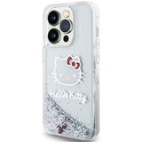 Hello Kitty Liquid Glitter Charms Kitty Head case for iPhone 15 Pro - silver