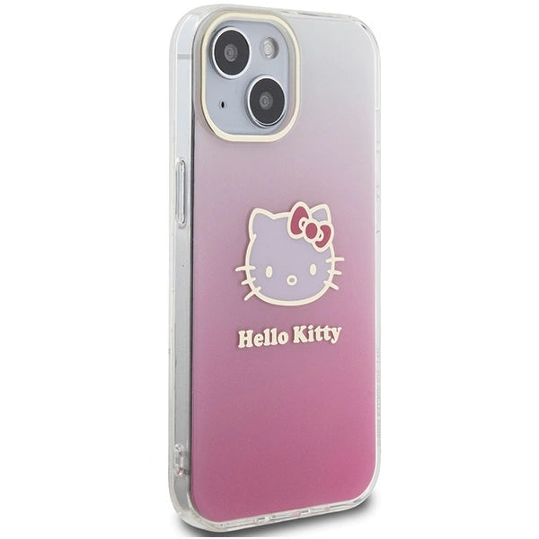 Hello Kitty IML Gradient Electrop Kitty Head case for iPhone 15 - pink