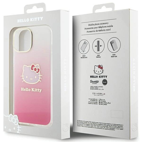Hello Kitty IML Gradient Electrop Kitty Head case for iPhone 15 - pink