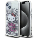 Hello Kitty IML Kitty On Bricks Graffiti case for iPhone 15 - white