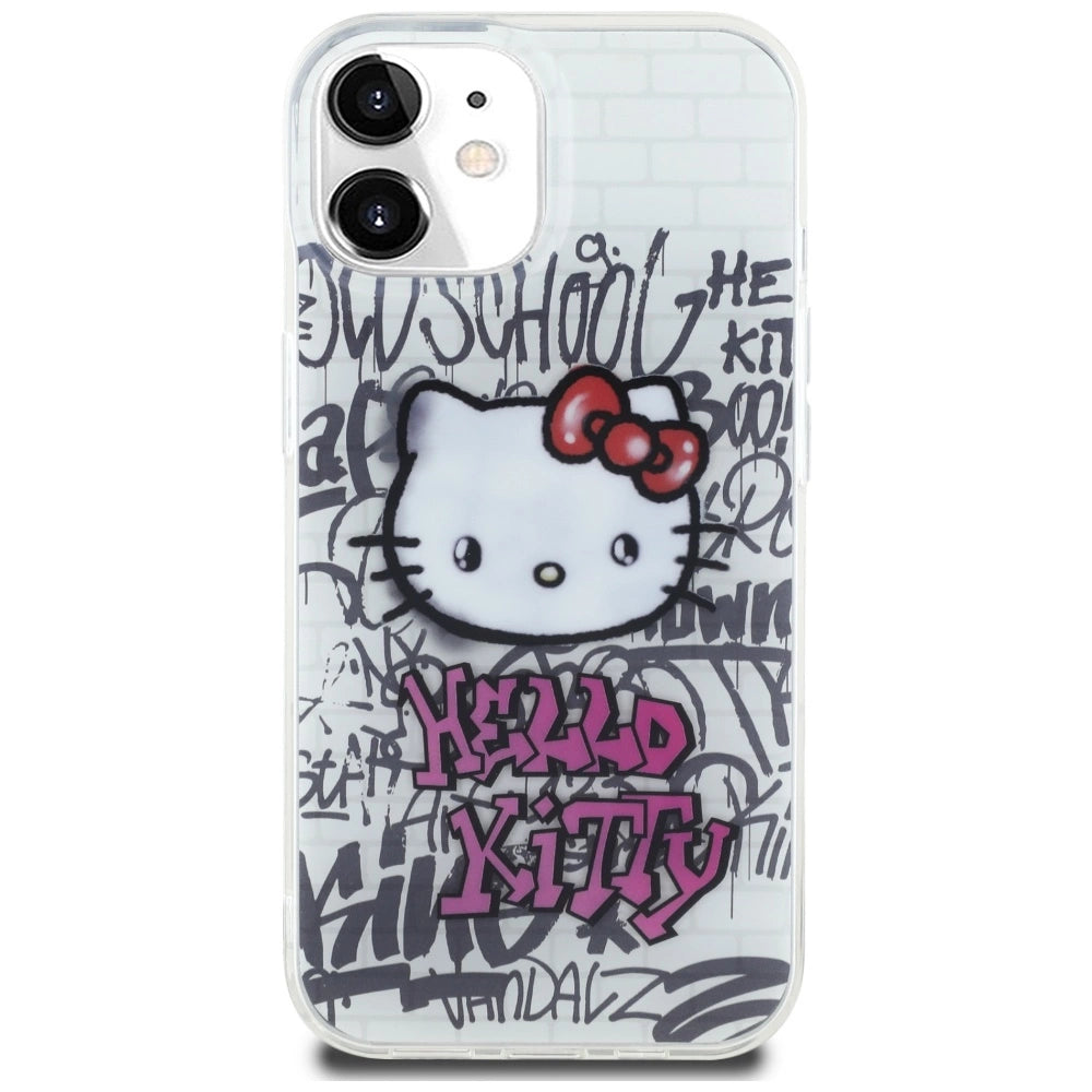 Hello Kitty IML Kitty On Bricks Graffiti case for iPhone 15 - white