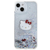 Hello Kitty Liquid Glitter Charms Kitty Head case for iPhone 15 - silver