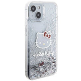 Hello Kitty Liquid Glitter Charms Kitty Head case for iPhone 15 - silver