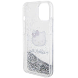 Hello Kitty Liquid Glitter Charms Kitty Head case for iPhone 15 - silver