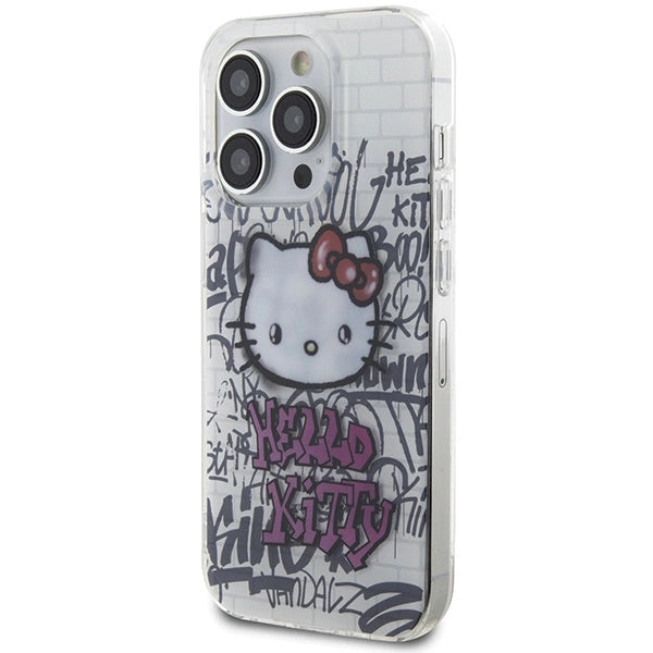 Hello Kitty IML Kitty On Bricks Graffiti case for iPhone 15 Pro Max - white