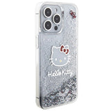 Hello Kitty Liquid Glitter Charms Kitty Head case for iPhone 15 Pro Max - silver
