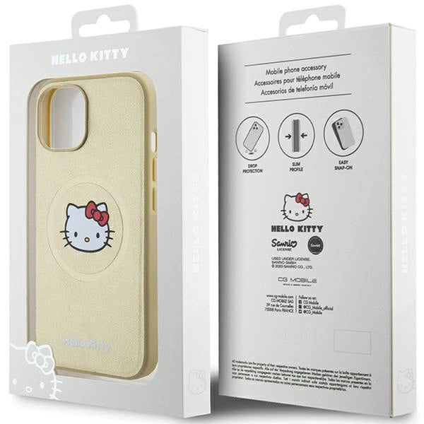 Hello Kitty Leather Kitty Head MagSafe case for iPhone 14 - gold