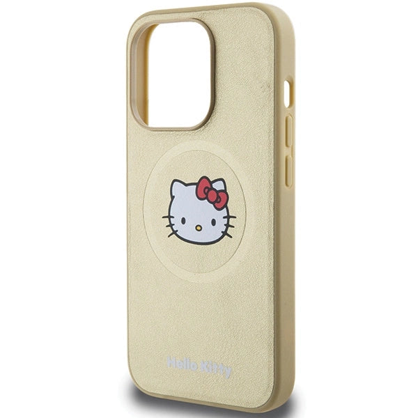 Hello Kitty Leather Kitty Head MagSafe case for iPhone 15 Pro - gold
