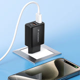 Wozinsky CWCUCB 30W USB-C / 2 x USB-A Wall Charger - sort