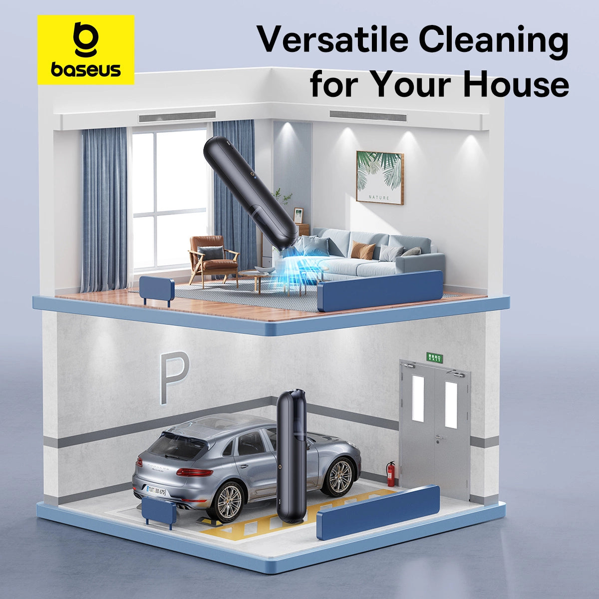 Baseus A0 Pro 4000Pa HEPA trådløs bilstøvsuger - sort