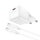 Acefast A77 Mini PD 30W GaN vægoplader + USB-C kabel - hvid